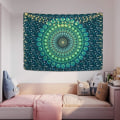Miniatyrbild 2 av 7: Bohemisk Mandala Väggbonad Hippie Väggbonader Psykedelisk Påfågel B