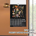 Miniatyrbild 4 av 5: Väggkalender 2024, Mörk Skog Månekalender 2024 2025 med 12 Månader, Färgglad Kontors Månefas Kalender 2024, Svart