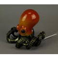 Miniatyrbillede 3 af 6: Bronze Resin Blæksprutte Lampe Kyst Accent Dekoration Rød Orange Nautica