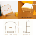Miniatyrbilde 6 av 7: Søt nattlys Toast Brød LED nattlampe, Bærbar Soverom Senger