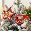 Miniatyrbillede 3 af 5: Fire julepynt vedhæng juleliste varebil Kristus