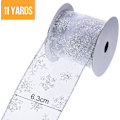 Pikkukuva 2 / 7: 2 Pakkaa 6,3 cm 11 Jaardin Organza Nauhaa Lumihiutale Langallinen Läpinäkyvä Glitter