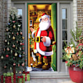 Miniatyrbild 3 av 4: 2 st tryckta plastöverdrag för inomhus/utomhus jultomte för dörr