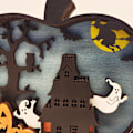Miniatyrbillede 2 af 6: Halloween Træhåndværk Kreativ Græskarbelysning Træudskæring
