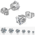 Miniatyrbillede 3 af 5: 6 Par Stud Øreringe Sæt, Klar Cubic Zirconia 316L Rustfrit Stål