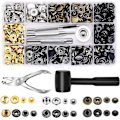 Miniatyrbilde 1 av 5: 120 sett skinn trykknapper sett med hammer puncher, 12,5 mm metallknapp trykknapper trykknapper med 4 setterverktøy for Cl