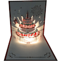 Miniatyrbilde 4 av 7: 1 stk 3D Pop Up Bursdagskort, Varme LED-lys Bursdagskake Musikk