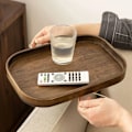 Miniatyrbillede 2 af 5: Foldbar sofa arm bakke i træ, robust sofa armlænsbakke arrangør, robust sofa armlænsbord til at spise, drikke, snacks,