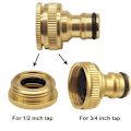 Miniatyrbillede 2 af 6: 4 stk. Messing Havehaneforbindelser, 1/2\" og 3/4\" 2 i 1 Hun til