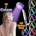 Miniatyrbillede 1 af 7: Bruseshowerhoved LED Regnbrusespray Automatisk Farveskift