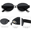 Miniatyrbilde 4 av 5: SOJOS Retro Oval Solbriller kompatibel med kvinner og menn Trendy solbriller Klassiske nyanser UV400-beskyttelse SJ1217_SSDLV DB Shiny Black-Grey