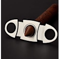 Miniatyrbillede 6 af 6: Dobbelt Guillotin Lomme Cigar Kutter i Rustfrit Stål, Sølv