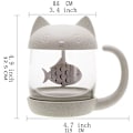 Miniatyrbillede 4 af 5: Katte Glas Te Kop, Vandflaske med Fisk Formet Te Infuser, DXGHC