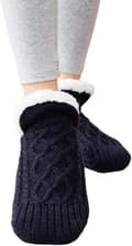 Inomhus Golv Halksäkra Varma Sockor, Handvävda Sammetfodrade Tofflor