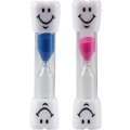 Miniatyrbillede 1 af 5: 2 stk. ca. 3 minutters farverige timeglas med smiley f