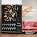 Miniatyrbild 5 av 5: Väggkalender 2024, Mörk Skog Månekalender 2024 2025 med 12 Månader, Färgglad Kontors Månefas Kalender 2024, Svart