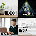 Miniatyrbild 6 av 7: Digital väckarklocka, 6,7 tum LED-digital klocka sängbord väckarklocka M