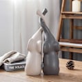 Miniatyrbillede 2 af 6: Harmonisk par af elefanter i beige & grå keramik - moderne s