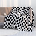 Miniatyrbillede 1 af 5: Buffalo Plaid Fleece Tæppe (70*140cm, Sort) - Plaid Flannel DXGHC