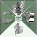 Miniatyrbild 3 av 5: Bladformade servettringar (12 set)(silver) DXGHC
