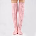 Pikkukuva 1 / 7: Naisten kaapelikudotut korkeakorkoiset sukat Extra Long Winter Over Knee