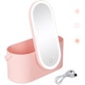 Miniatyrbillede 1 af 7: Makeup Organizer Box med Spejl og LED Lys - Bærbar Rejsemakeuptaske