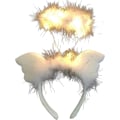 Miniatyrbilde 1 av 6: Fjærlett LED Hvit Fluffy Hodeplagg, Engelvinger Hodebånd, Lum