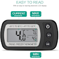 Miniatyrbillede 2 af 5: （Sort）Digital Køleskabs Termometer, Vandafvisende Fryser Termometer