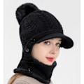 Miniatyrbillede 5 af 7: Damer Enkelt Slouchy Fleece Beanie Hat Halsklæde Maske Varmt Vinter