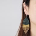 Miniatyrbilde 4 av 5: Håndlagde Perle-Kvast Ørepynt i Boho-Stil - Statement-Ørepynt med Frøperler