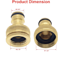 Miniatyrbillede 3 af 6: 4 stk. Messing Havehaneforbindelser, 1/2\" og 3/4\" 2 i 1 Hun til