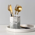 Miniatyrbillede 3 af 5: Penholder (Grå Marmor), Stativ til Skrivebord Marmor Mønster Blyantskop