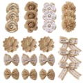 Miniatyrbilde 1 av 7: 24 Stykker Burlap Sløyfe Sett DIY Jute Sløyfe Retro Burlap Sløyfe