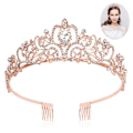 Miniatyrbilde 1 av 5: Krystall Tiara Krone Hodebånd Prinsesse Elegant Tiara med Kam for Kvinner Unge Damer Brude Bryllup Prom Bursdagsfest