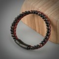 Miniatyrbillede 3 af 5: Mode vævet læder rustfrit stål mænds armbånd Naturlig DXGHC
