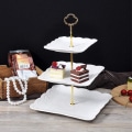 Miniatyrbilde 5 av 7: 3-trinns porselenskakefat, Lagdelt serveringsfat, Kvadratisk