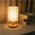 Miniatyrbillede 4 af 7: Kontrolbordlampe til soveværelse Træ 3-vejs dæmpbar natbordlampe