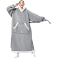 Miniatyrbilde 1 av 6: Oversized bærbart pledd-hettegenser, lang Sherpa fleece pledd-genser