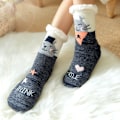 Miniatyrbillede 2 af 7: Slippersokker, Vinter Damer Antislip, Vinter Bomulds Sokker Dovendyr