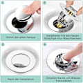 Miniatyrbillede 3 af 5: Universal Pop-Up Håndvask Aftapning, 2 Dele Anti-Tilstopning Aftapningsfilter, Rustfrit Stål og Ren Kobber Badekar Aftapning, Hårfilter Anti-Lugt til Huller fra 33 til 42mm