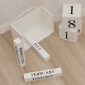 Miniatyrbillede 2 af 6: 1 Træ Skrivebords Kalender, Morandi Farve Træ Kalender Dekoration
