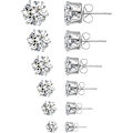 Miniatyrbillede 1 af 5: 6 Par Stud Øreringe Sæt, Klar Cubic Zirconia 316L Rustfrit Stål