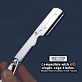 Miniatyrbilde 3 av 5: （Sølv）Rett barberkniv for barbering Topp kvalitet sammenleggbar