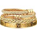Miniatyrbillede 1 af 5: Armbånd i rustfrit stål til mænd Guld Romertal Bangle Brace