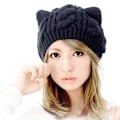 Miniatyrbillede 4 af 5: Damer Efterårs Beret Twist Vinter Dame Strikket Hat Japansk Tre