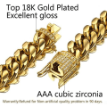 Miniatyrbillede 3 af 5: Mænds Miami Cuban Link Kæde 18K Guld 15mm Rustfrit Stål Curb Ne