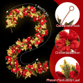 Miniatyrbillede 2 af 6: 5,9Ft Jule Poinsettia Girland med Lysstreng Kunstig