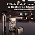 Miniatyrbillede 2 af 6: Professionelt Hårklippesæt T-Blad Hårtrimmer + Dobbelt