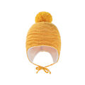 Miniatyrbillede 2 af 3: Børneører beskyttelseshue solid farve pelsbold plus fleece s