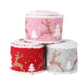 3 stk. Julepynt 6,5 cm linned trykt elg jul